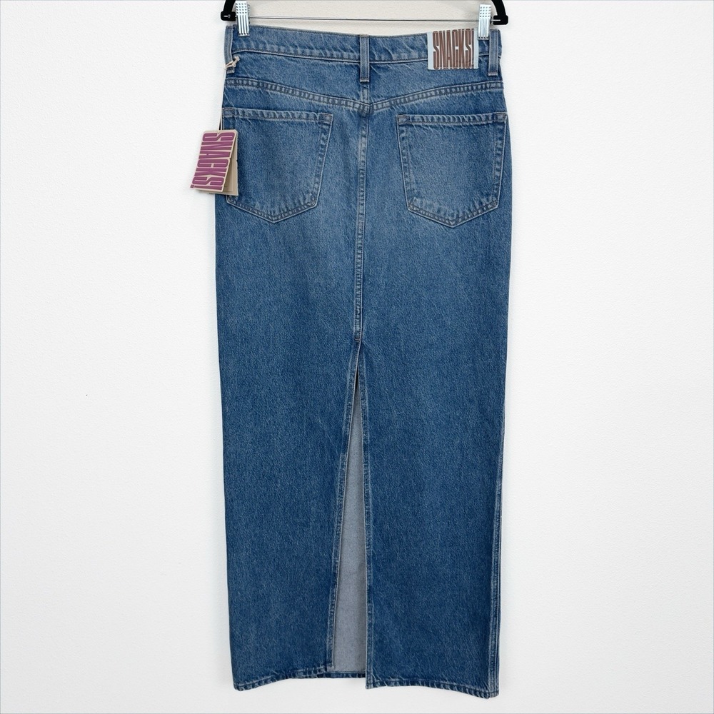 NEW Mother Skirt Womens 32 Blue Maxi Long Denim Luxury Western Concert Festival - Picture 6 of 16